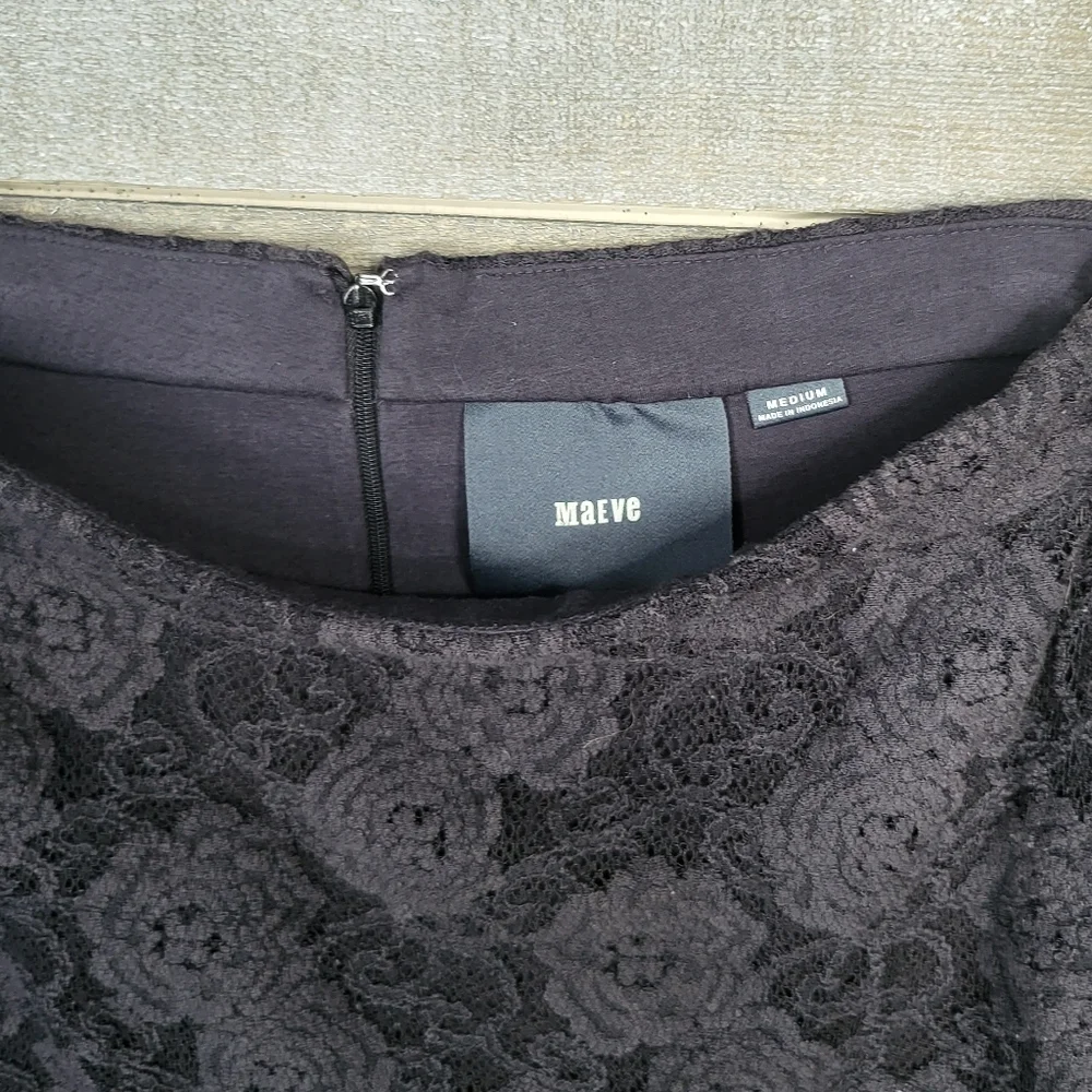 Anthropologie Maeve Alva Black/Gray Floral Lace Straight Pencil Skirt